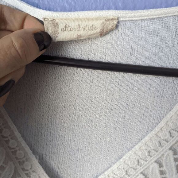 Women's Altar'd State Dress White Long Flutter Sleeve Fit & Flare Lace Medium - Picture 5 of 10